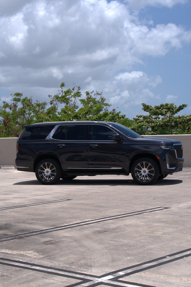 Black Cadillac Escalade side profile